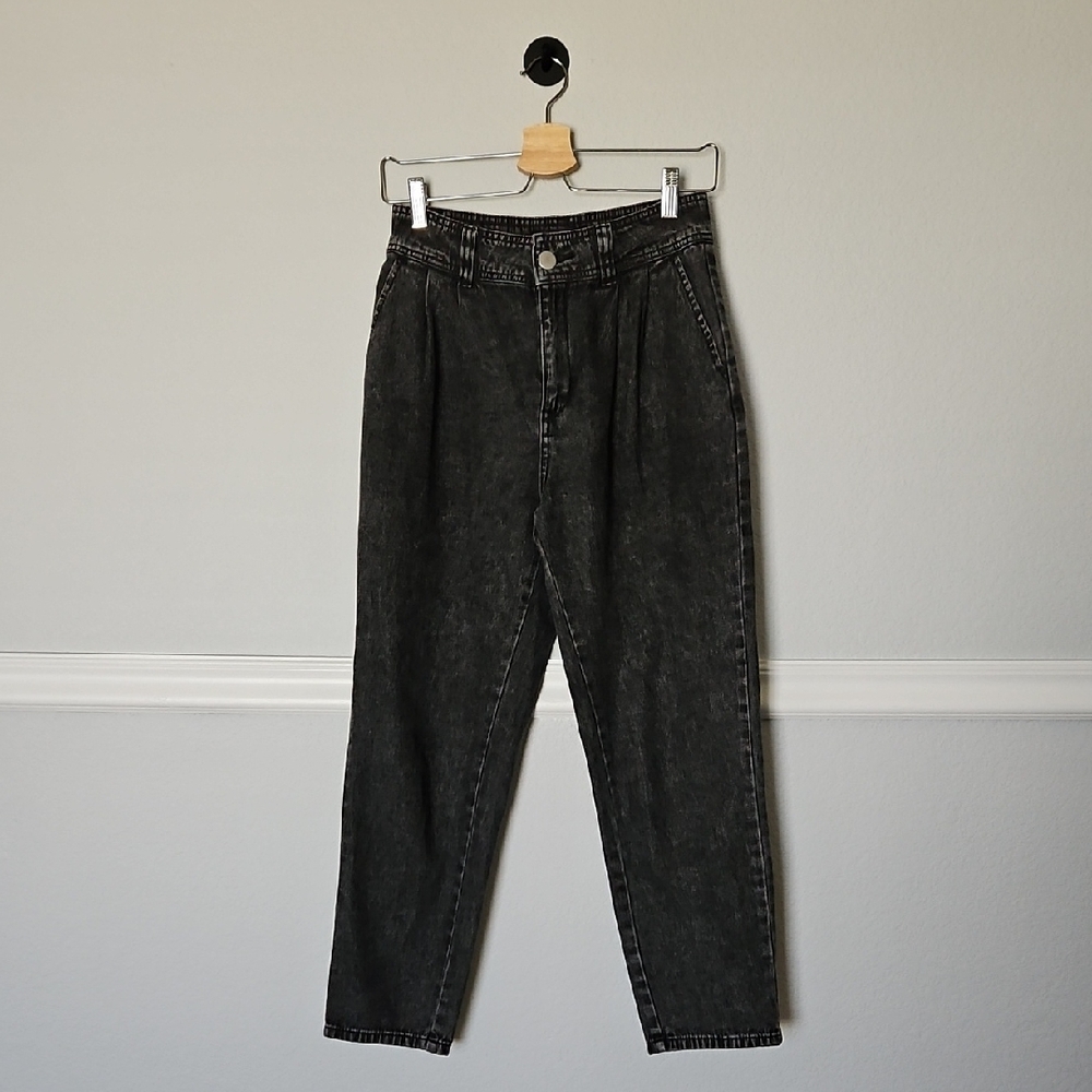 Who What Wear Tapered Pleated Soft Jeans 2 Black Washed Out
